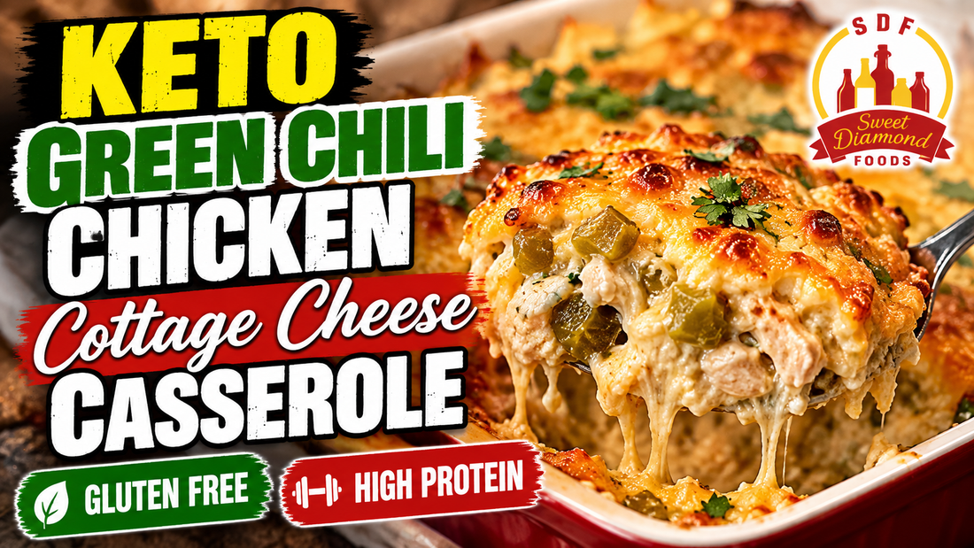 Keto & Gluten-Free Green Chili Chicken Cottage Cheese Casserole